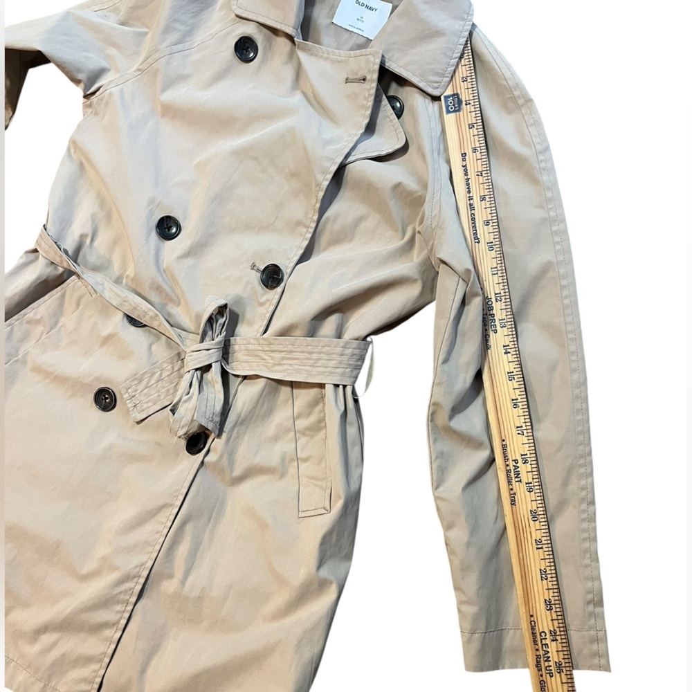 Old Navy Beige Double-Breasted Trench Coat woman size extra small - Picture 6 of 7